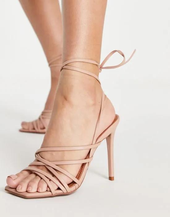 National strappy high heeled sandals in beige