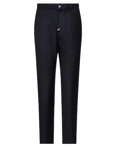 Navy blue Cotton twill Casual pants