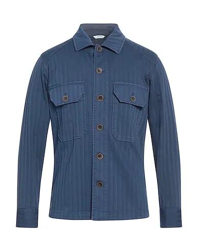 Navy blue Cotton twill Patterned shirt