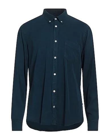 Navy blue Cotton twill Solid color shirt