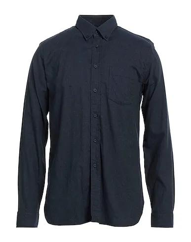 Navy blue Cotton twill Solid color shirt