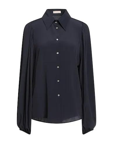 Navy blue Crêpe Solid color shirts & blouses