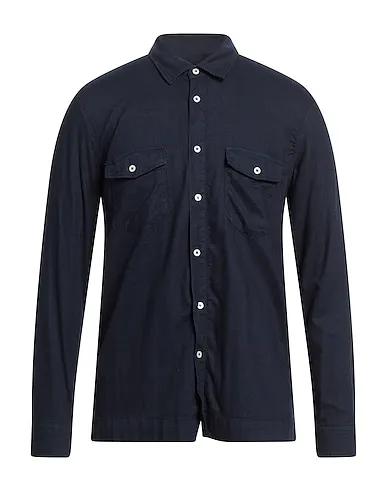 Navy blue Flannel Solid color shirt