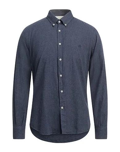 Navy blue Flannel Solid color shirt