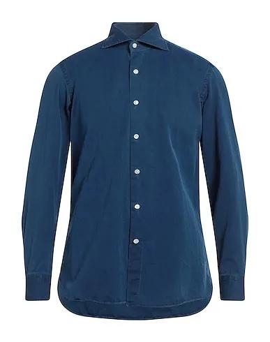 Navy blue Gabardine Solid color shirt