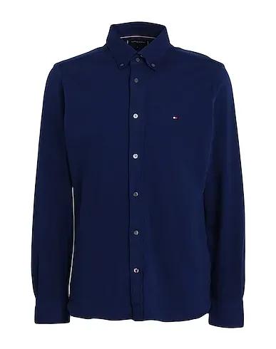 Navy blue Piqué Solid color shirt
