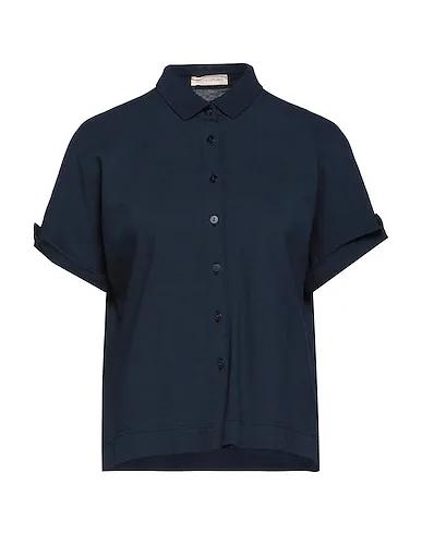 Navy blue Piqué Solid color shirts & blouses