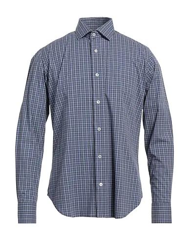 Navy blue Plain weave Checked shirt