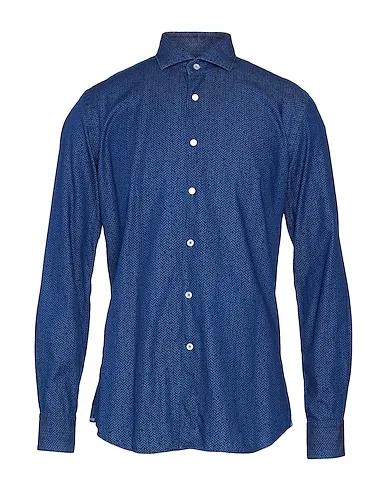 Navy blue Plain weave Patterned shirt