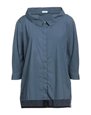 Navy blue Plain weave Solid color shirts & blouses
