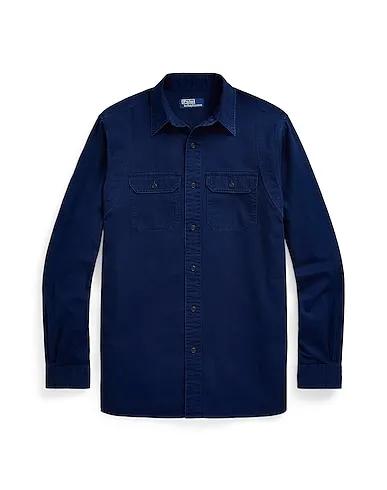 Navy blue Solid color shirt CLASSIC FIT HERRINGBONE CHINO WORKSHIRT
