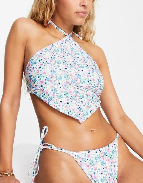 Nelly mix and match scraf bikini top in ditsy floral print