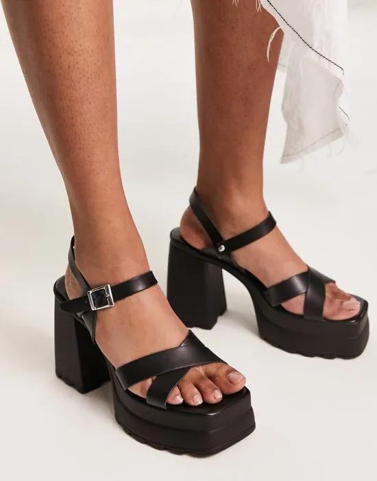 Nelson chunky platform heeled sandals in black