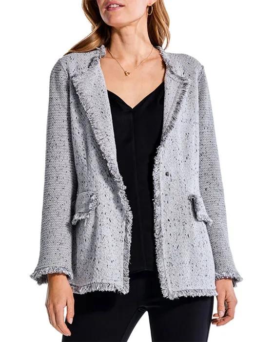 NIC+ZOE Petites Fringe Mix Knit Blazer