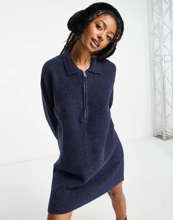 Nicki pike knitted midi sweater dress in NAVY