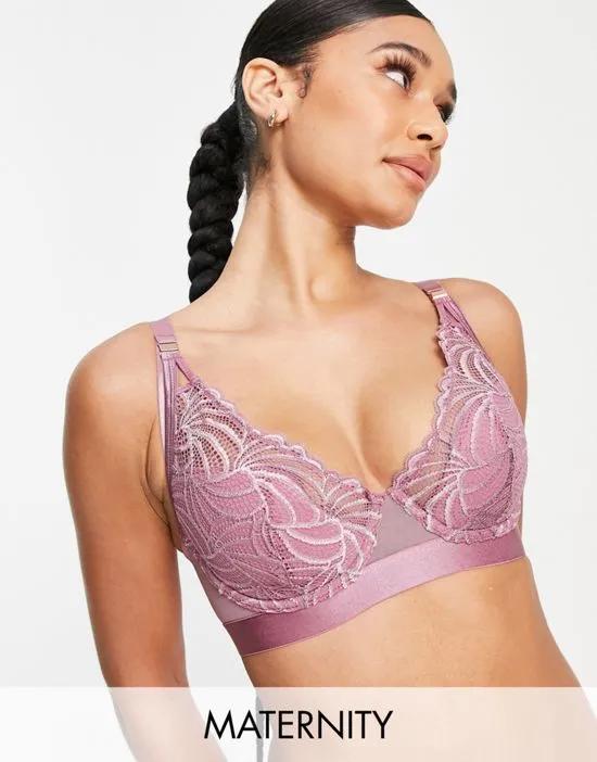 Nursing Warrior lace plunge bra with flexiwire in orchid