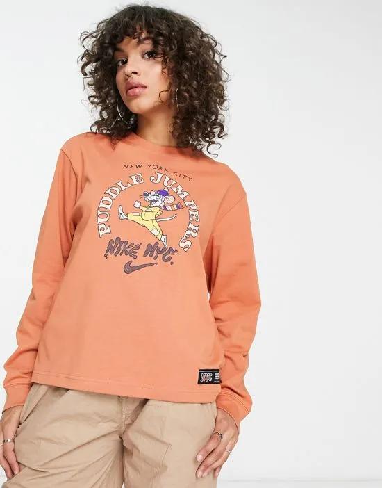 NYC Puddle Jumpers long sleeve T-shirt in orange