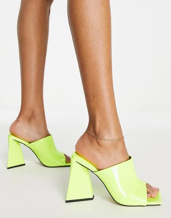 Nyla heeled mules in neon yellow