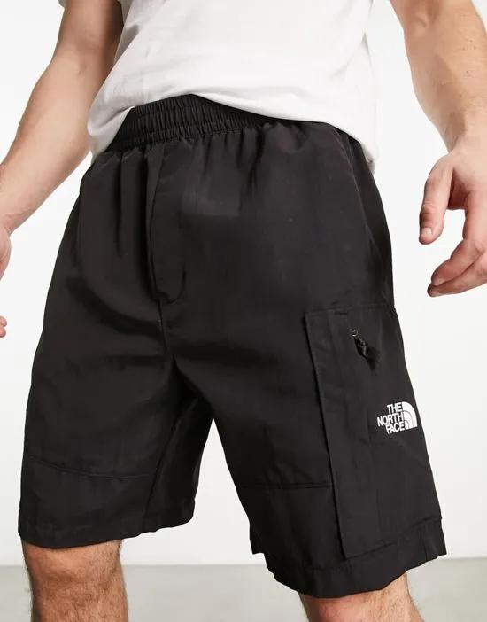 nylon utility shorts in black
