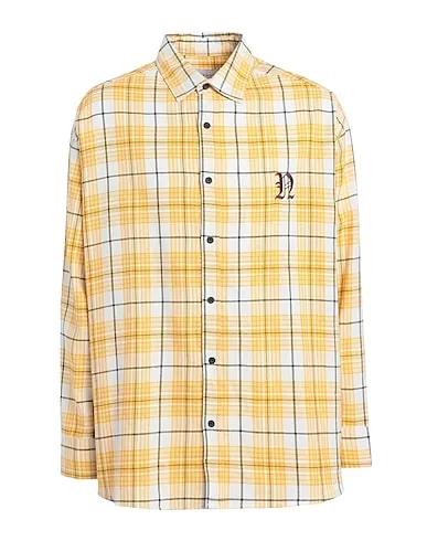 Ocher Plain weave Checked shirt