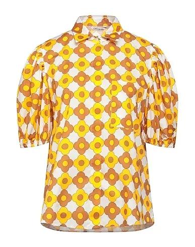 Ocher Plain weave Floral shirts & blouses
