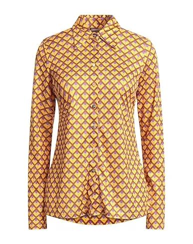 Ocher Synthetic fabric Patterned shirts & blouses