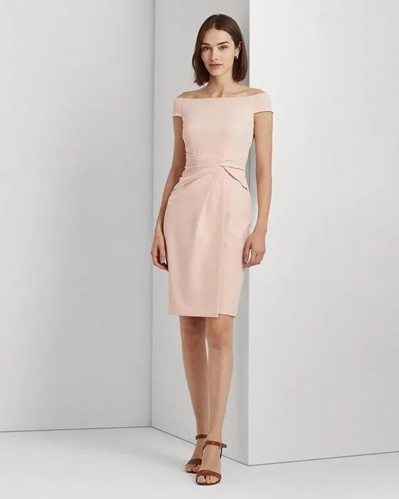 Off The Shoulder Crepe Sheath Dress