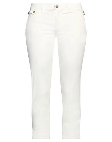 Off white Cotton twill Cropped pants & culottes