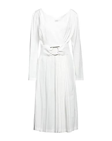 Off white Cotton twill Midi dress