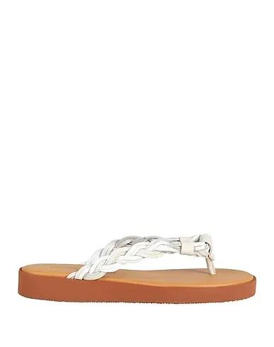 Off white Leather Flip flops