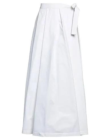 Off white Plain weave Maxi Skirts