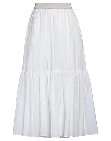 Off white Plain weave Maxi Skirts