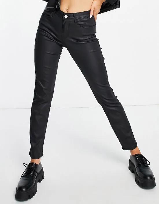 Olivia coated straight leg jeans in black
