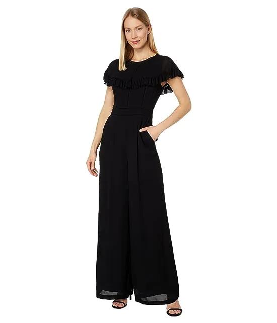 Olivvee Cape Jumpsuit with Ladder Tape Detail