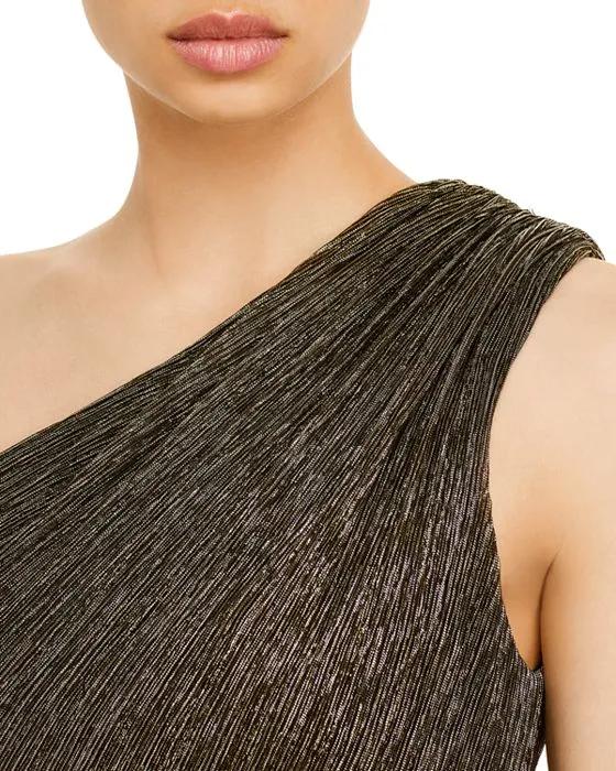 One Shoulder Metallic Gown - 100% Exclusive
