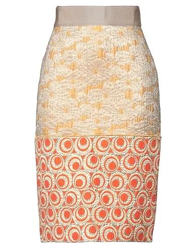 Orange Brocade Midi skirt