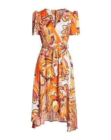 Orange Cotton twill Midi dress