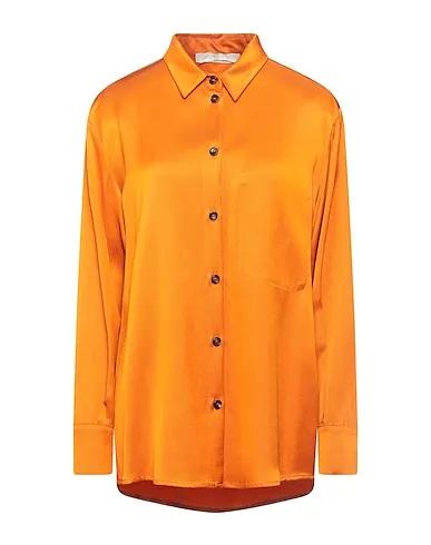Orange Cotton twill Solid color shirts & blouses