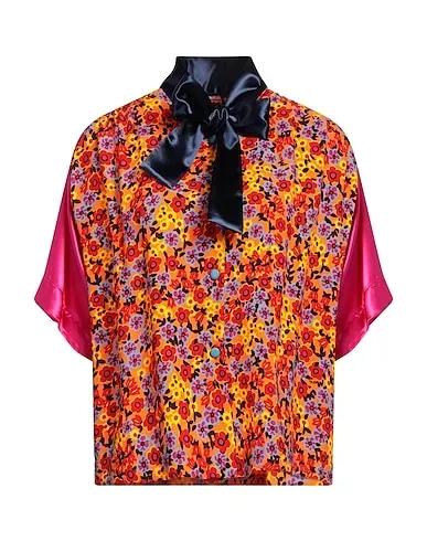 Orange Crêpe Floral shirts & blouses