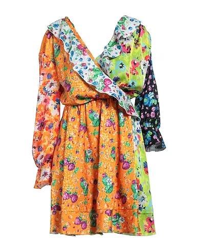 Orange Jacquard Short dress