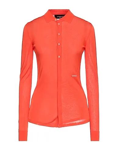 Orange Knitted Solid color shirts & blouses