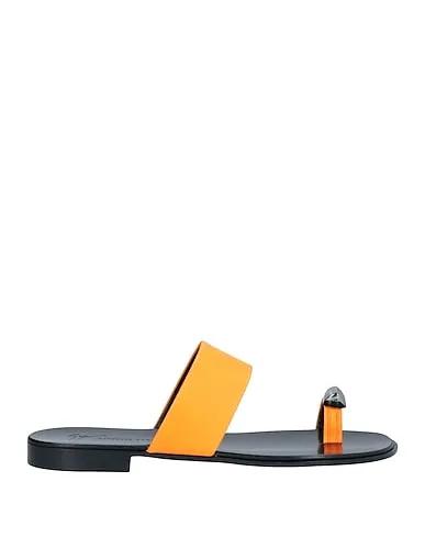 Orange Leather Flip flops