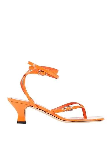 Orange Leather Flip flops