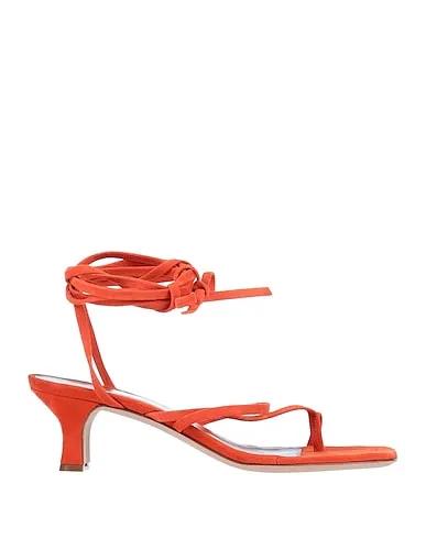 Orange Leather Flip flops