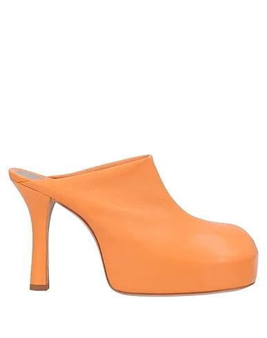 Orange Leather Mules and clogs