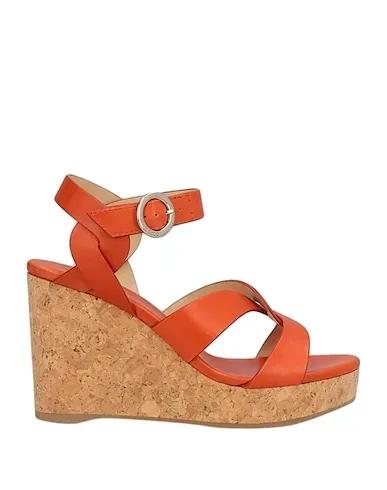 Orange Leather Mules and clogs