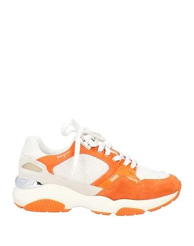 Orange Leather Sneakers