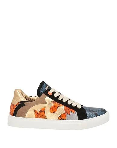 Orange Leather Sneakers