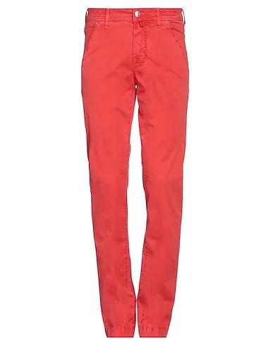 Orange Plain weave Casual pants