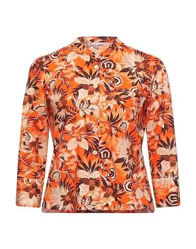 Orange Plain weave Floral shirts & blouses
